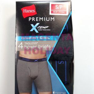 Brand New❤️Hanes Premium X-Temp Comfort Cool 4 Pack Tagless Boxer Briefs Men's S